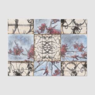 Panelled Abstract Scrollwork Painting Tissue Paper