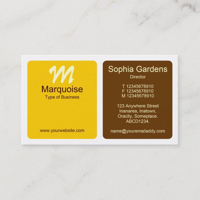 Panels - Amber, Brown and Cream Business Card (Front)