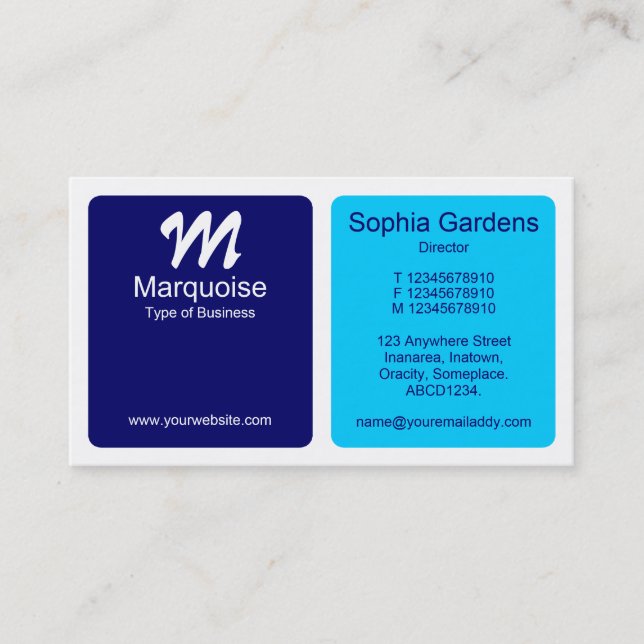Panels - Dark Blue, Light Blue and White Business Card (Front)