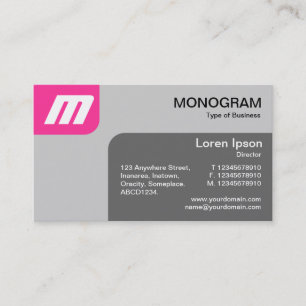 Panels MonoGram - Hot Pink and Grey Business Card