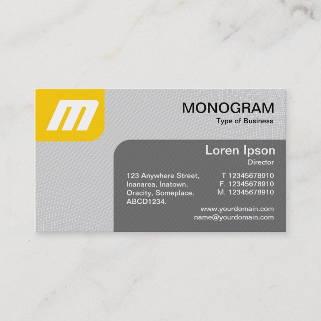 Panels MonoGram v2 - Amber and Grey Business Card (Front)