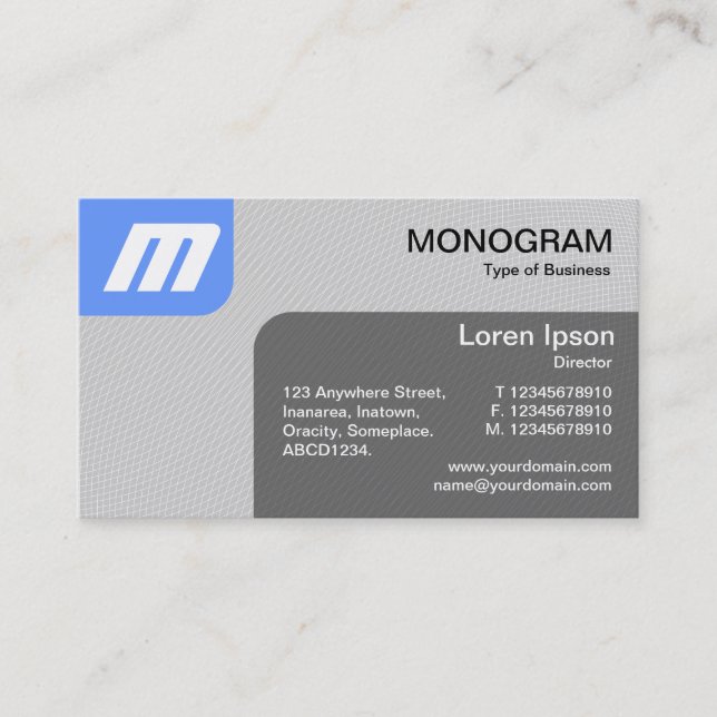 Panels MonoGram v2 - Baby Blue and Grey Business Card (Front)