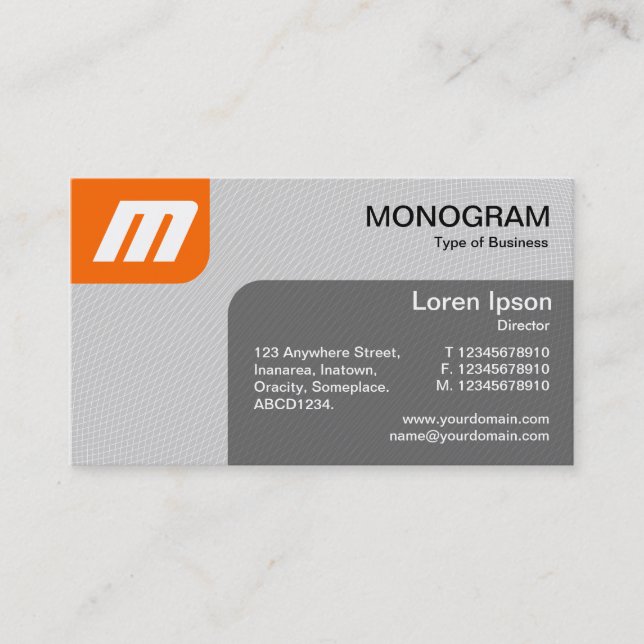 Panels MonoGram v2 - Orange and Grey Business Card (Front)