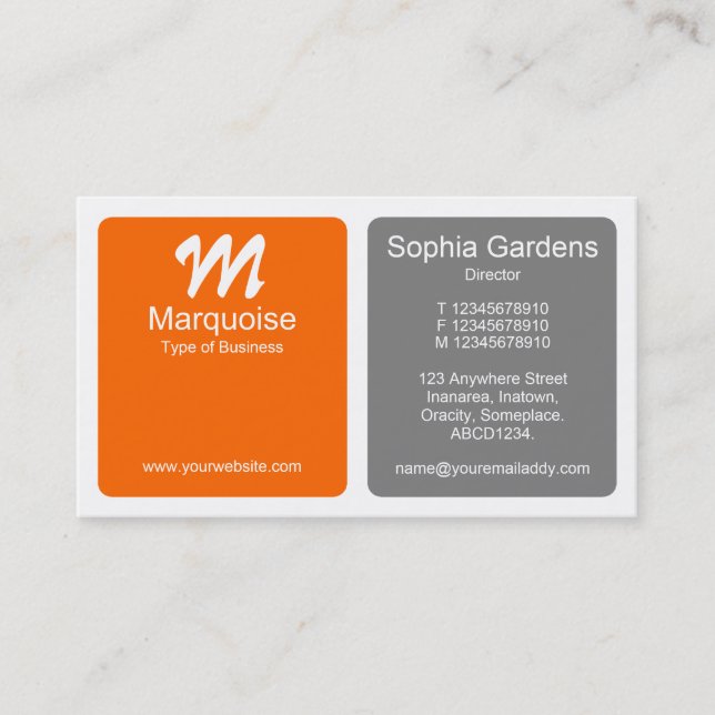 Panels - Orange and Grey Business Card (Front)
