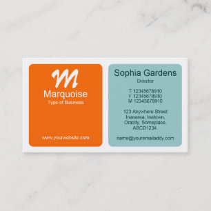 Panels - Orange and Light Blue Green Business Card