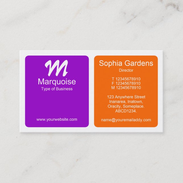 Panels - Purple and Orange Business Card (Front)
