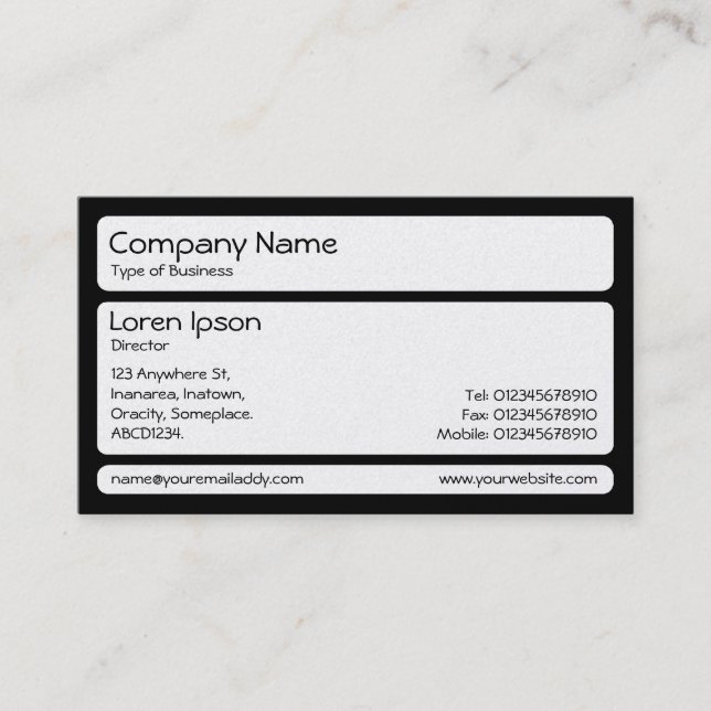 Panels (Rounded) - Black (platinum) Business Card (Front)