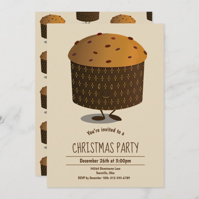 Panettone Character Christmas Party Invitation (Front/Back)