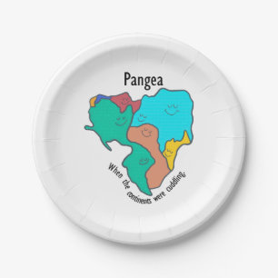 Pangea Continents Cuddling Multicolor Paper Plate