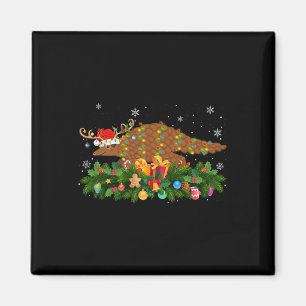Pangolin Animal Lover Reindeer Santa Hat Pangolin Magnet