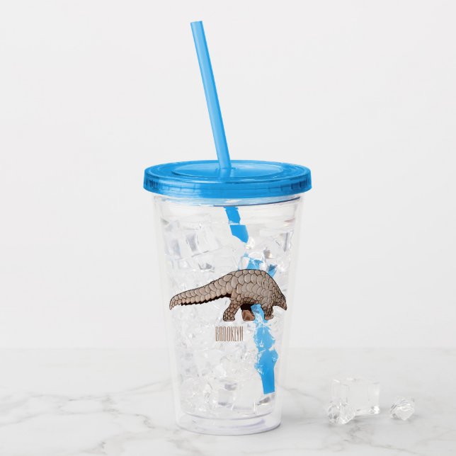 Pangolin cartoon illustration acrylic tumbler (Front Ice)