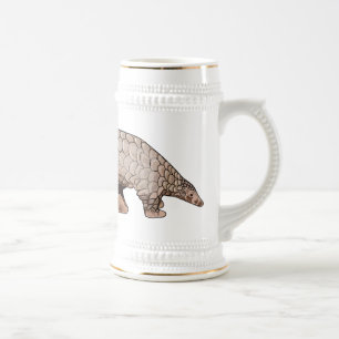 Pangolin cartoon illustration beer stein