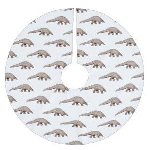 Pangolin cartoon illustration brushed polyester tree skirt