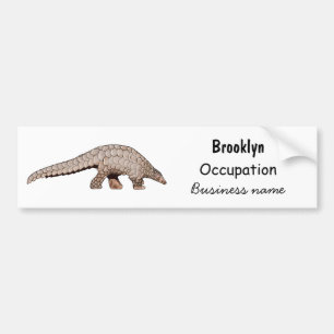 Pangolin cartoon illustration bumper sticker