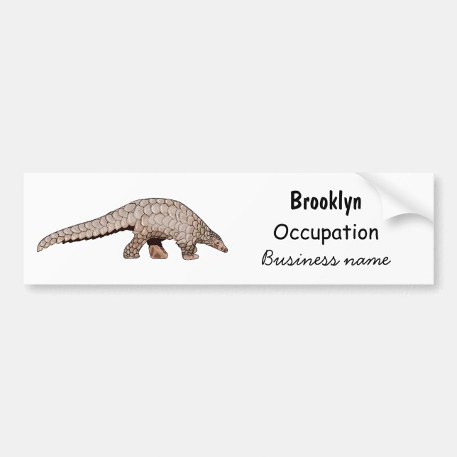 Pangolin cartoon illustration bumper sticker (Front)