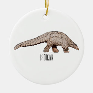 Pangolin cartoon illustration ceramic tree decoration