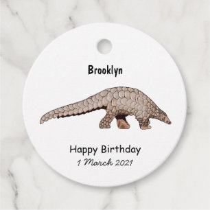 Pangolin cartoon illustration favour tags