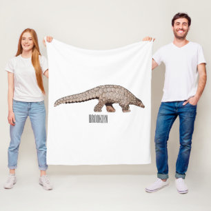 Pangolin cartoon illustration fleece blanket