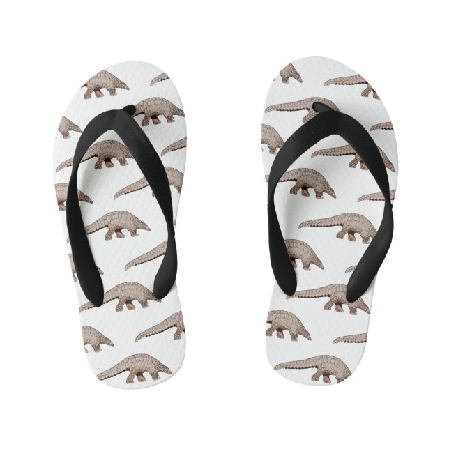 Pangolin cartoon illustration kid's jandals (Footbed)