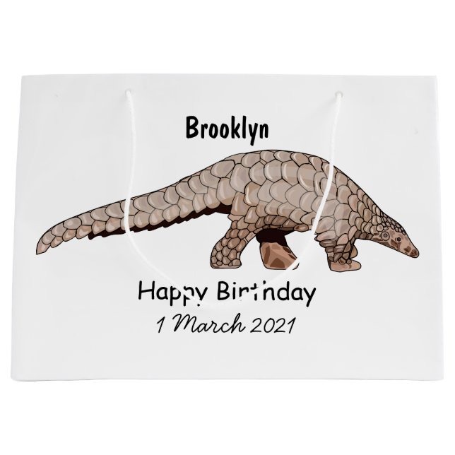 Pangolin cartoon illustration large gift bag (Front)