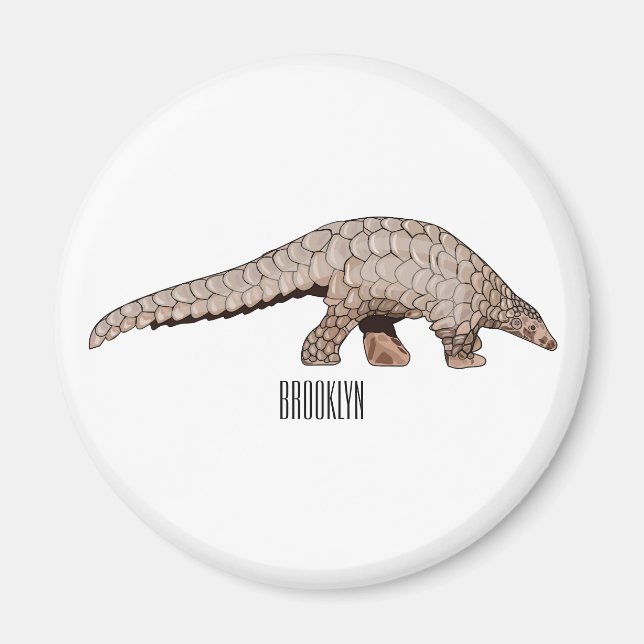 Pangolin cartoon illustration magnet (Front)
