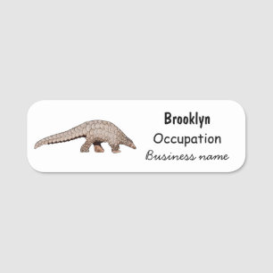 Pangolin cartoon illustration name tag