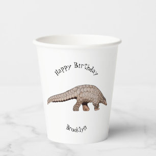 Pangolin cartoon illustration paper cups