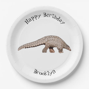 Pangolin cartoon illustration paper plate