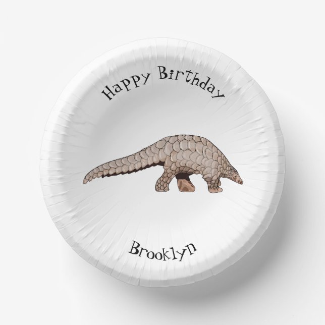 Pangolin cartoon illustration paper plate (Front)