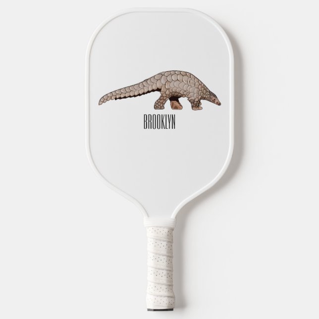 Pangolin cartoon illustration pickleball paddle (Front)