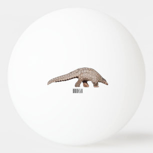 Pangolin cartoon illustration ping pong ball