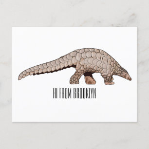 Pangolin cartoon illustration postcard