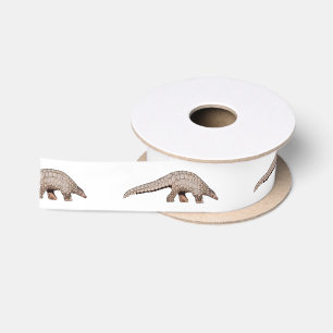 Pangolin cartoon illustration satin ribbon