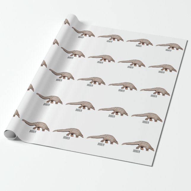 Pangolin cartoon illustration wrapping paper (Unrolled)