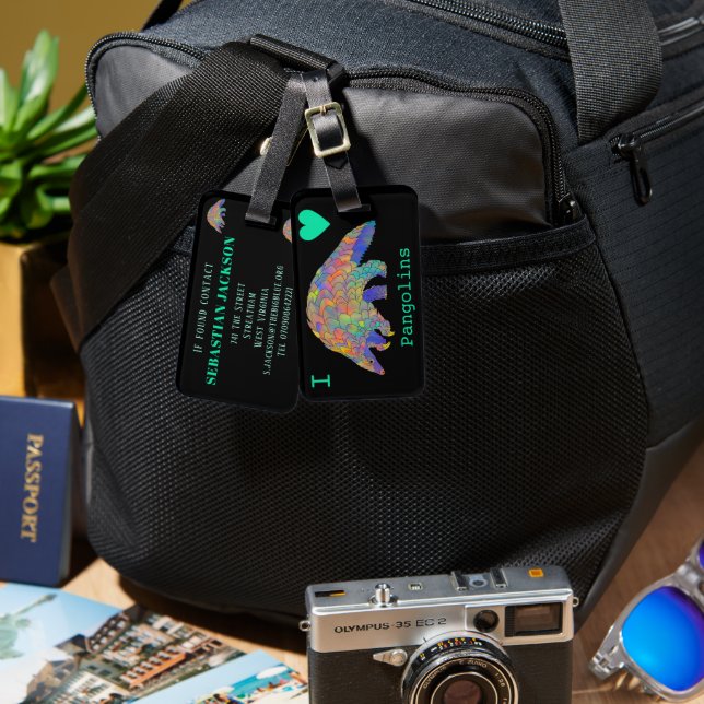Pangolin Cute Colourful Endangered Animal Luggage  Luggage Tag (Front & Back)