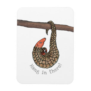 Pangolin 'hang in there' fridge magnet