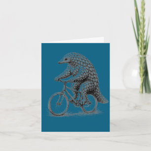 Pangolin riding bicycle funny cycling animal bike card
