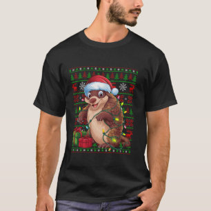 Pangolin Xmas Lights Ugly Santa Hat Pangolin Chris T-Shirt