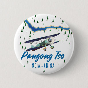 Pangong Tso India China map poster. 6 Cm Round Badge