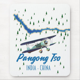 Pangong Tso India China map poster. Mouse Pad