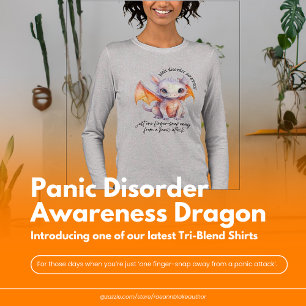 Panic Disorder Awareness Dragon BLACK LETTERING Tri-Blend Shirt