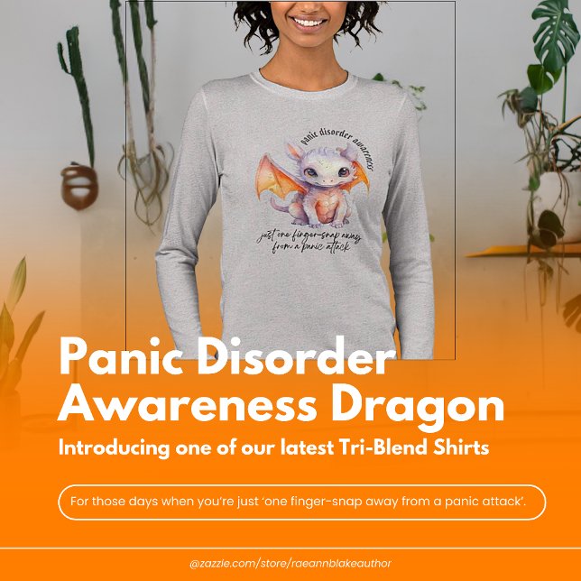 Panic Disorder Awareness Dragon BLACK LETTERING Tri-Blend Shirt (Creator Uploaded)