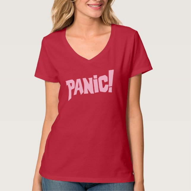Panic! ladies pink text graphic slogan tee (Front)