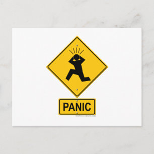 Panic Warning Sign Postcard