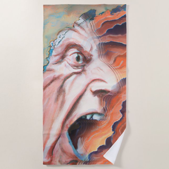 Panic Waves Oil Painting Beach Towel (Front)