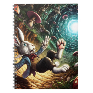 Panicked Bunny Falling Down The Rabbit Hole Notebook
