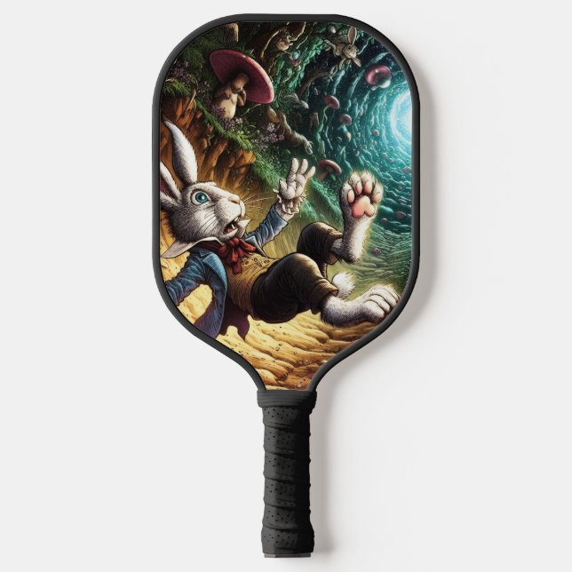 Panicked Bunny Falling Down The Rabbit Hole Pickleball Paddle (Front)