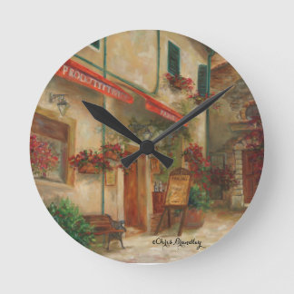 Panini Cafe' Oil painting by Chris Brandley Round Clock