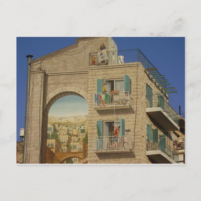 Panited wall of a house in Jerusalem Postcard (Front)