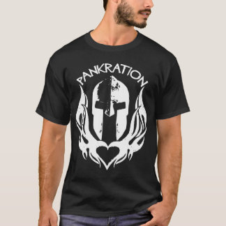 Pankration Spartan Helmet With Heart Flames T-Shirt